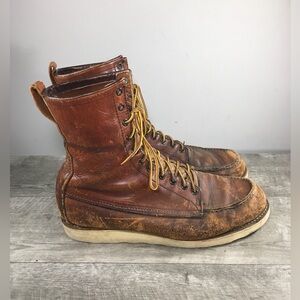 Vintage Red Wing Irish Setter 877 8-Inch Moc Toe Leather Work Mens Boots Sz 11.5